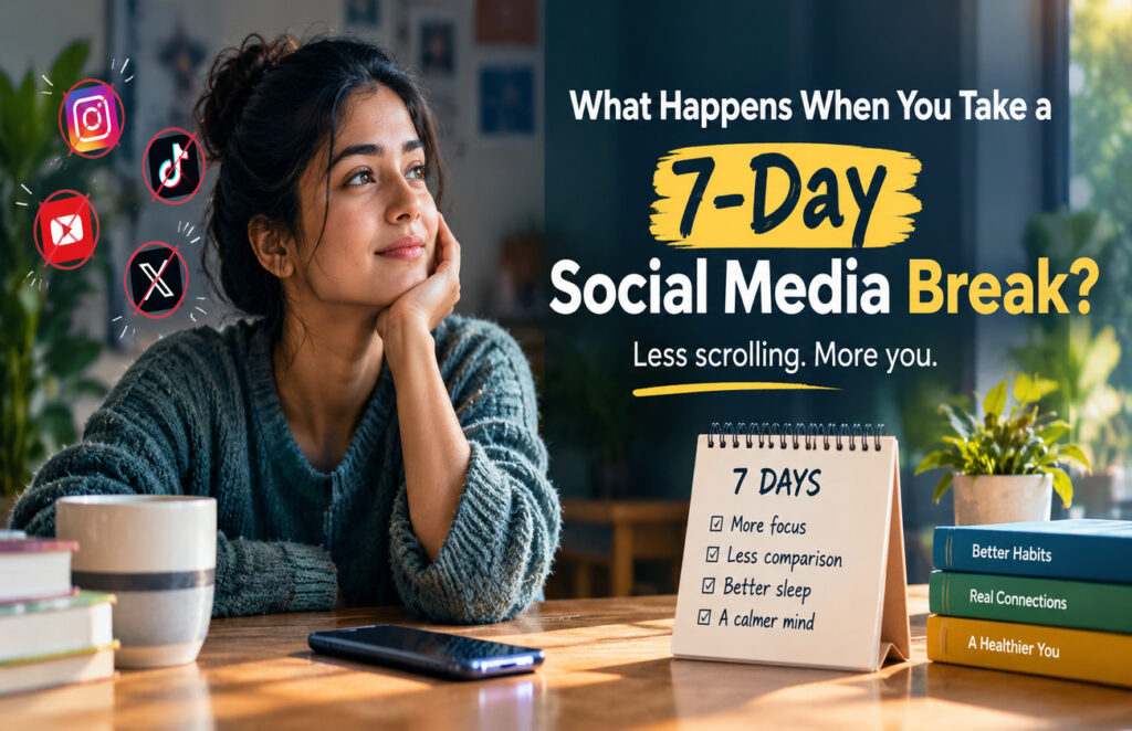 Person taking a 7-day break from social media